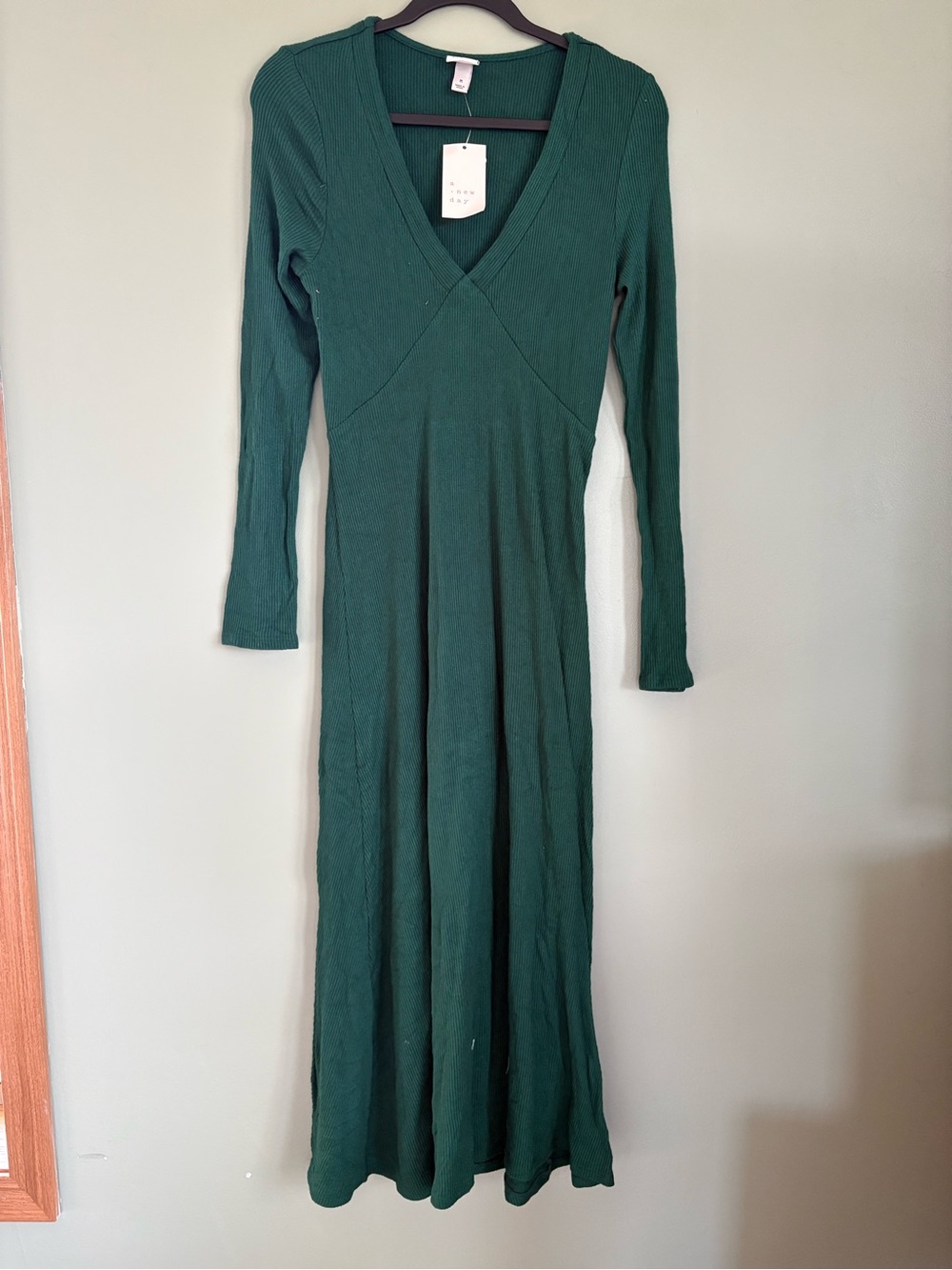 a new day Dark Green Long Sleeve V-Neck Maxi Dress